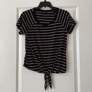 Sanctuary | black and white striped tie front shirt